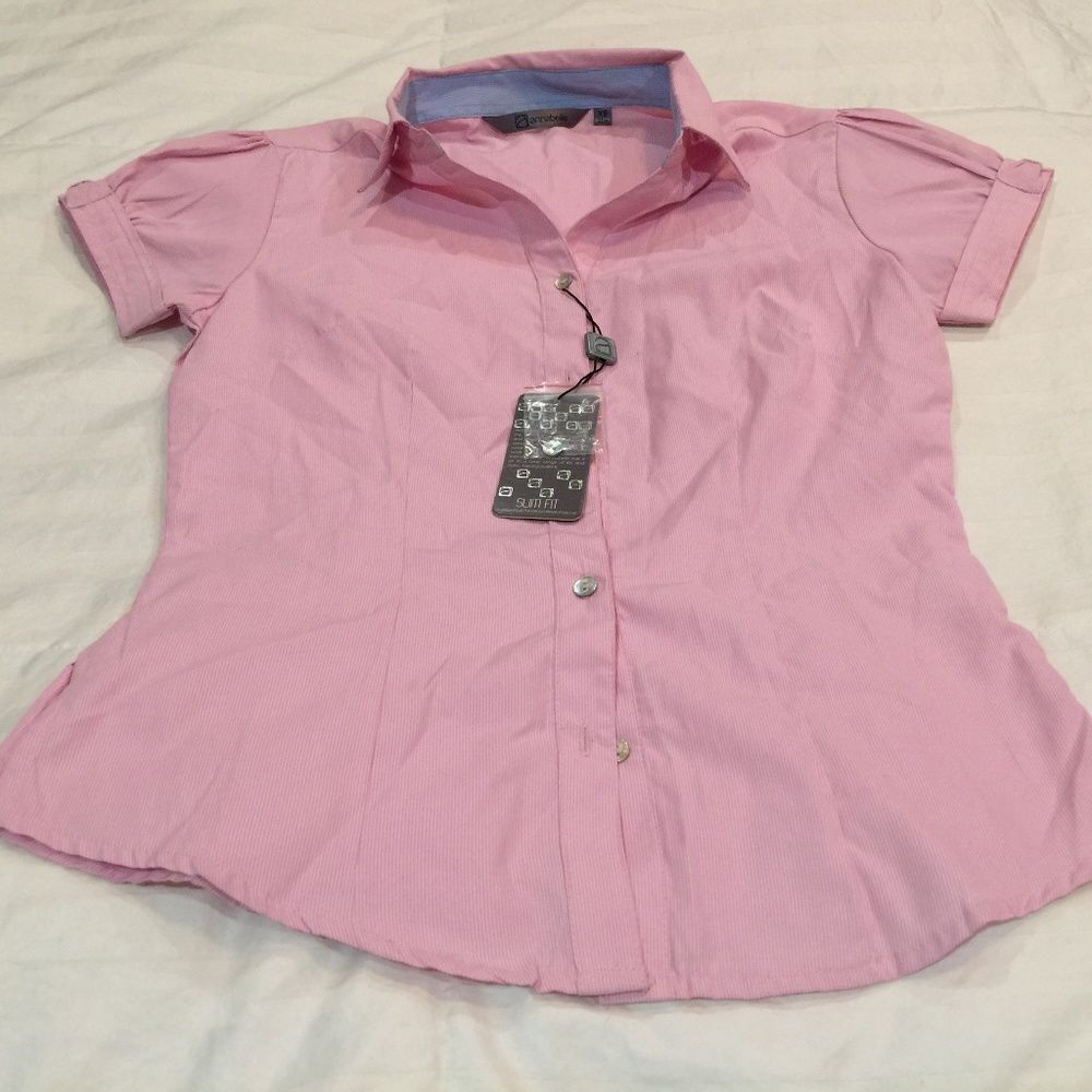 Annabelle pink & white stripe short sleeve top